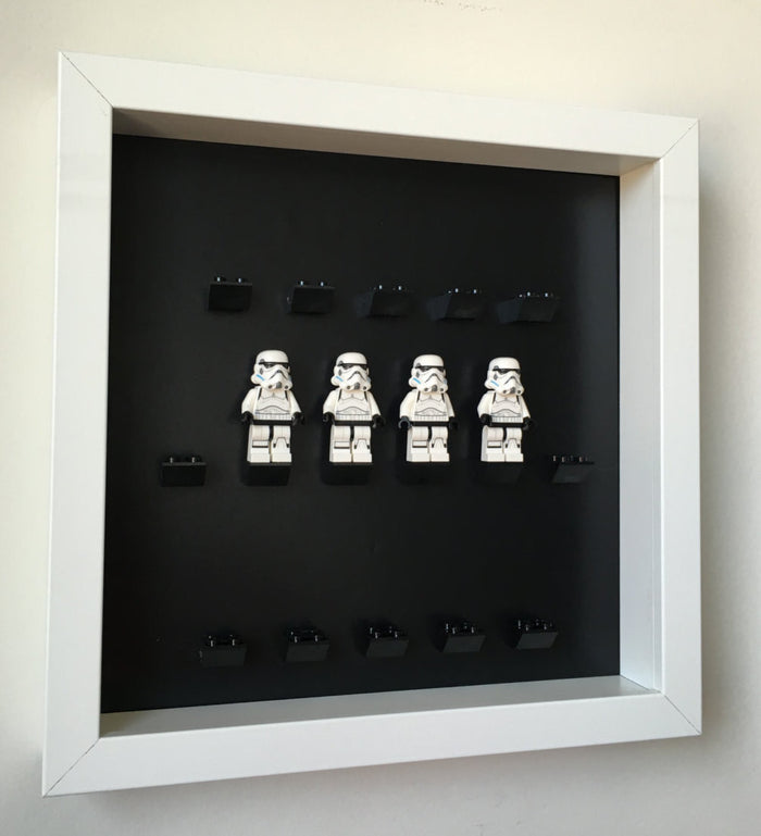 Custom Lego Minifigures black edition white frame display - Lego Minifigures Display