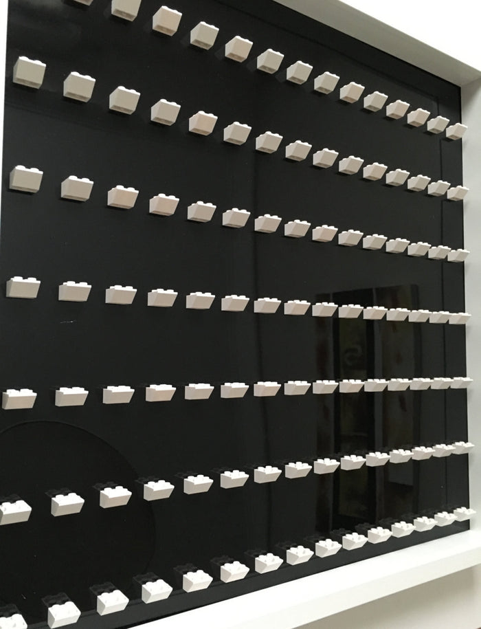 105 Lego Minifigures black edition white frame display - Lego Minifigures Display