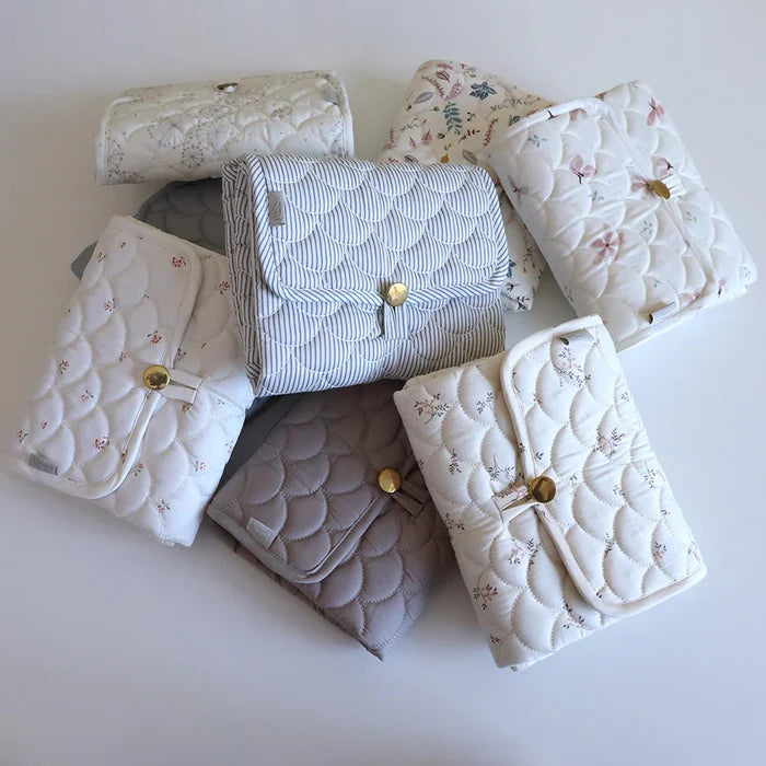 Cam Cam Copenhagen - Quilted Changing Mat - Classic Stripes Blue / Praline - Mabel & Fox