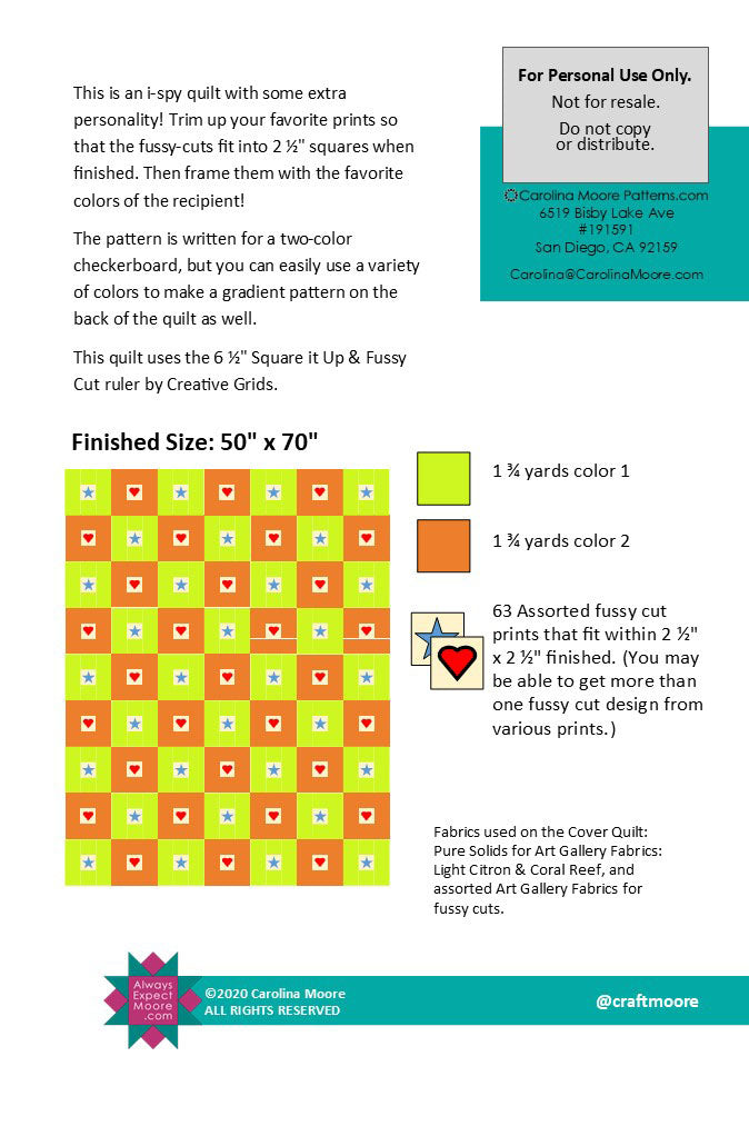 Checkered Spy - Digital Download Pattern