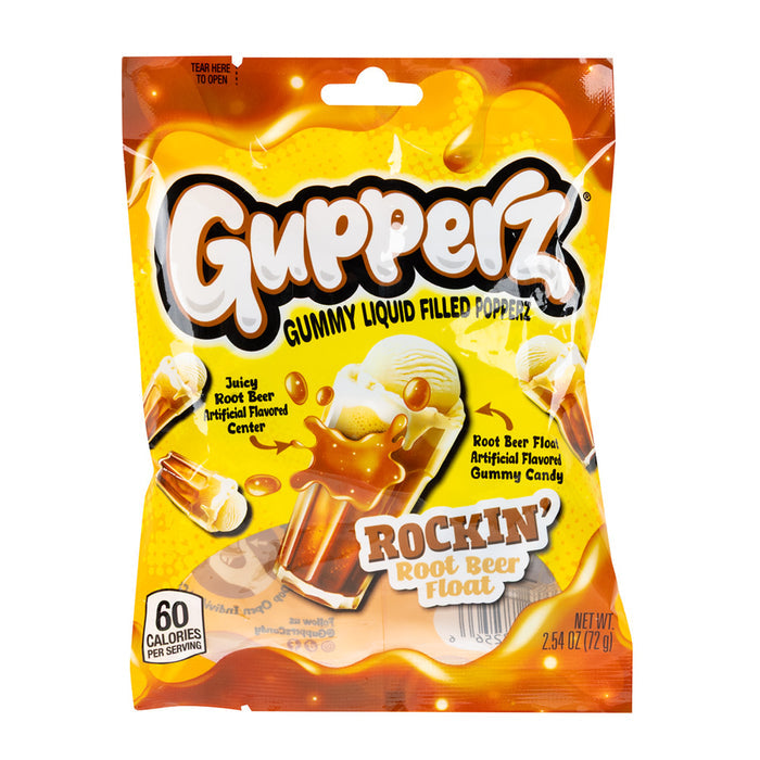 Gupperz Rockin' Root Beer Float Liquid Filled Gummy Candy Peg Bag - 12 Count