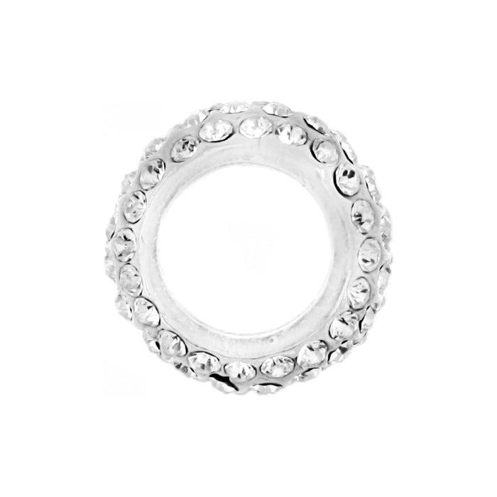 Brighton spacer bead charm with silver-plated finish and pavรฉ crystal detailing around the band on a white background