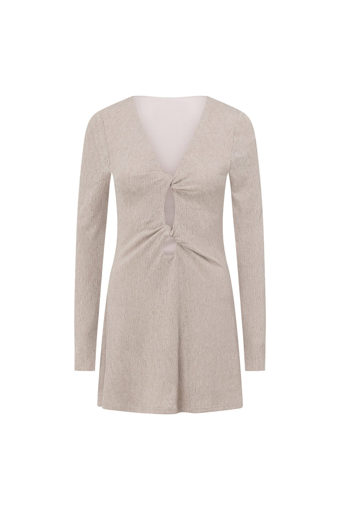 Stone Grey Long Sleeve Cut Out Mini Ivy Dress