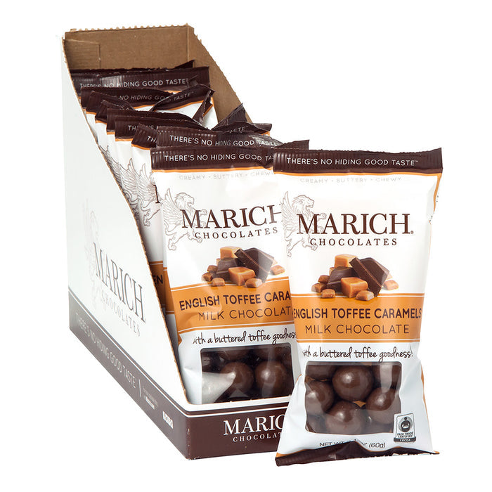Marich Milk Chocolate English Toffee Caramels - 12 Count