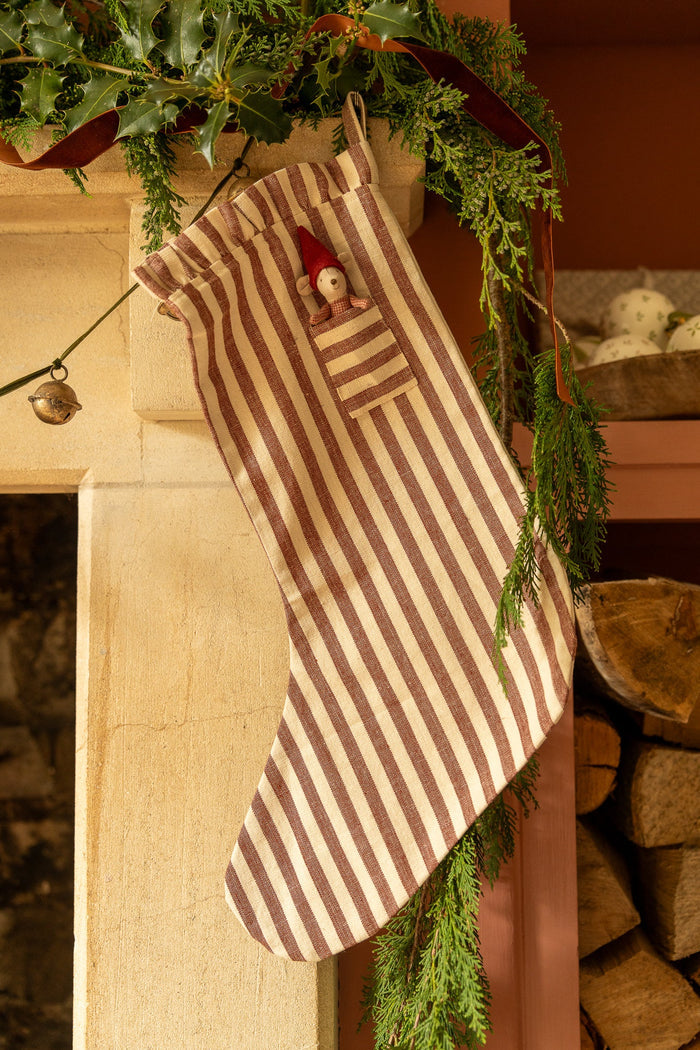 MeanWhile - Stripe Pocket Ruffle Stocking - Winter Berry - Mabel & Fox