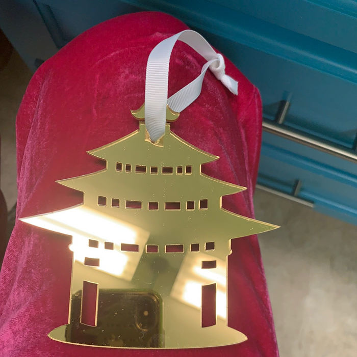 Moon & Lola Mirrored Gold Ornament - Pagoda.