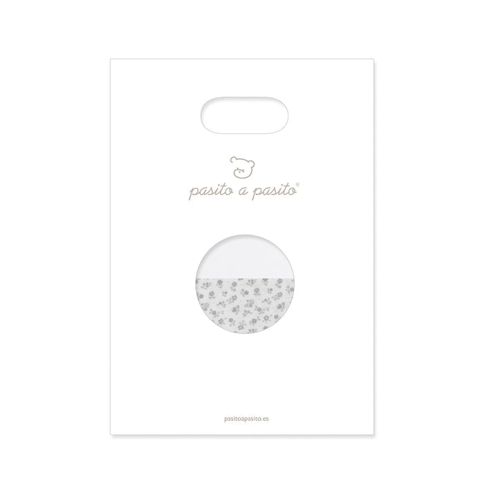 Pasito a Pasito - Muslin Cloth Set - Little Bloom Flowers Grey (2 Pack) - Mabel & Fox