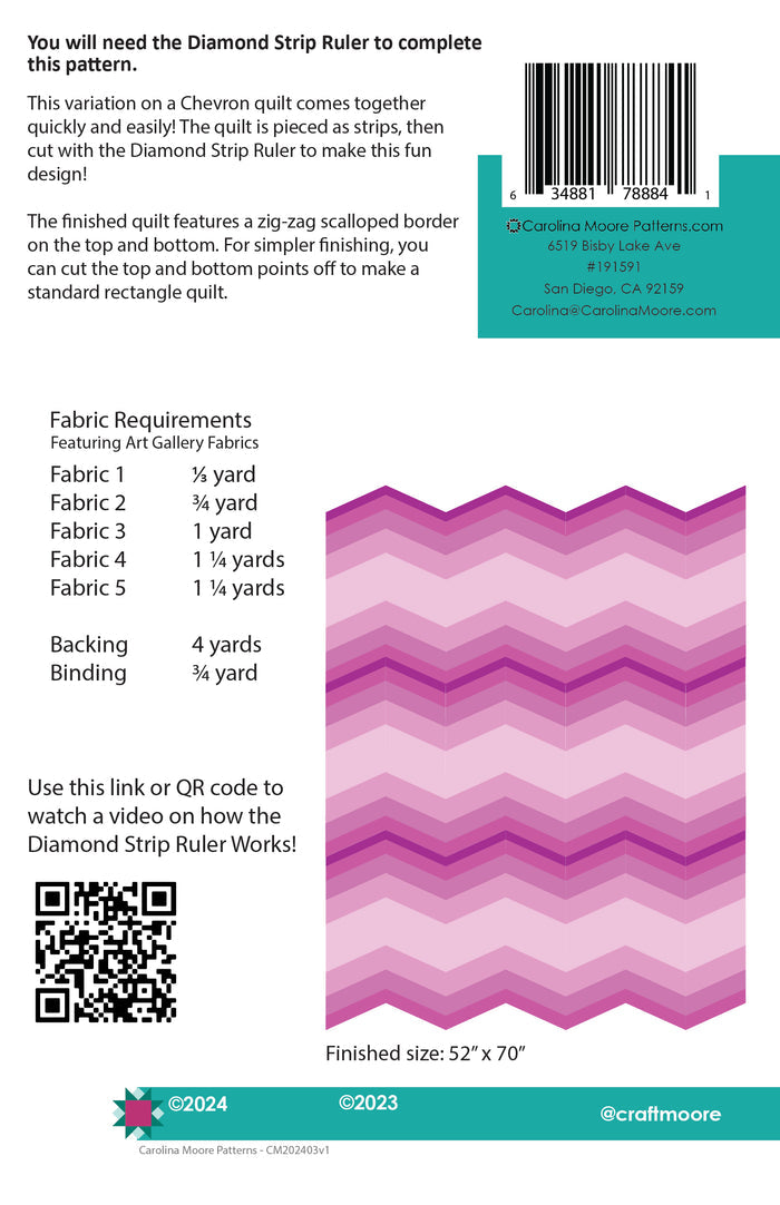 Peppermint Stripe Quilt Pattern - Printed