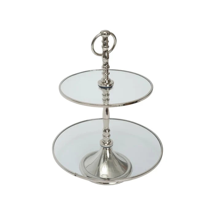 Présentoir à gâteaux décoratif Line à 2 niveaux, 25 cm, argenté