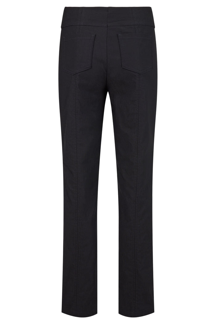 Robell Bella black fleece-lined winter trousers with slim fit, elasticated waistband and 73cm inside leg.