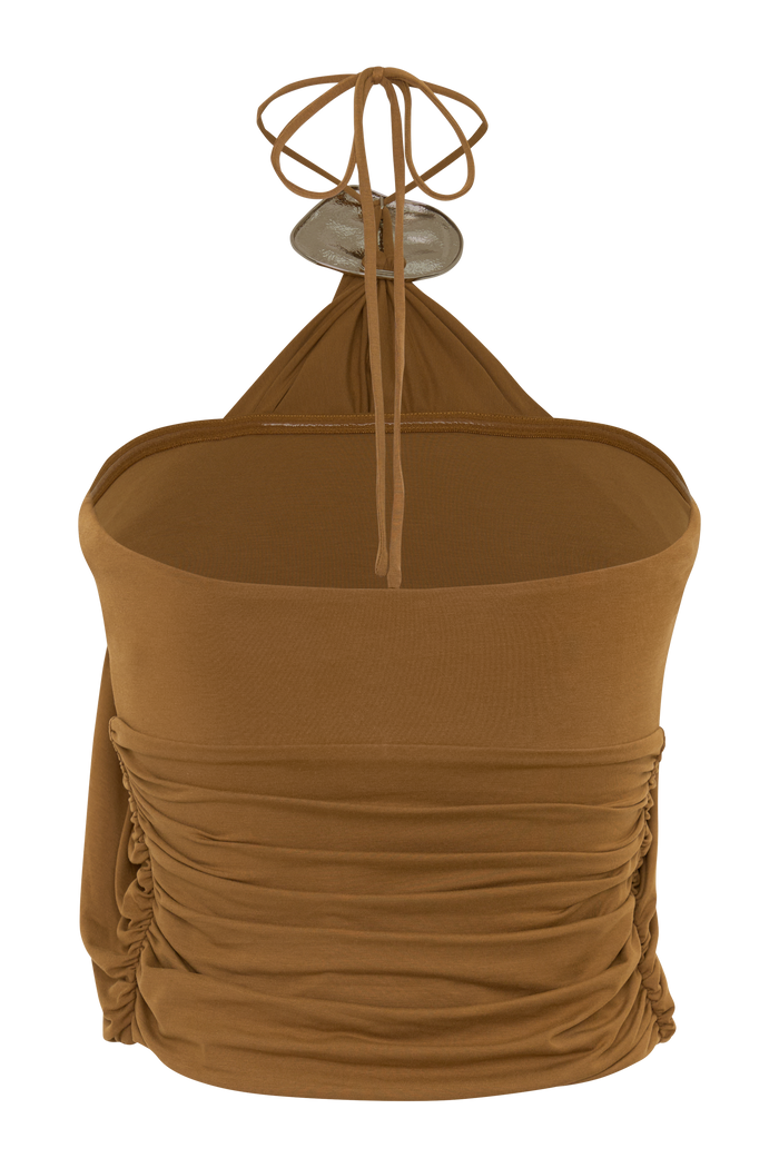 Sade Halter Top With Hardware - Caramel
