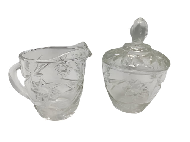 Set Vintage Anchor Hocking Star of David Sugar/Creamer.