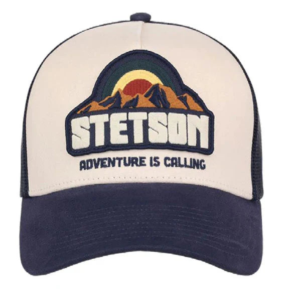 Stetson Adventure is Calling Trucker Hat in Cream and Navy