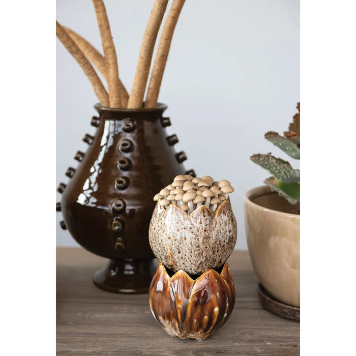 Stoneware Flower Shaped Planter,