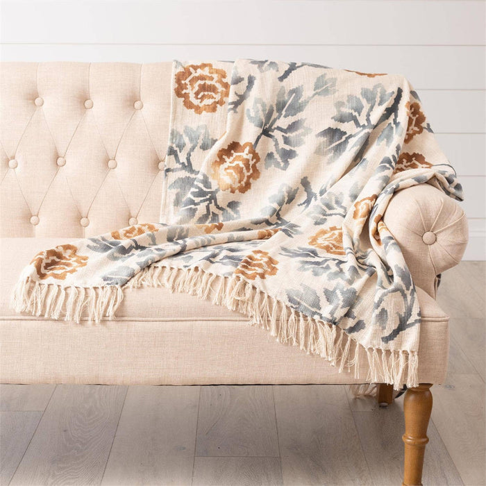 Throw - Blue Floral Motif