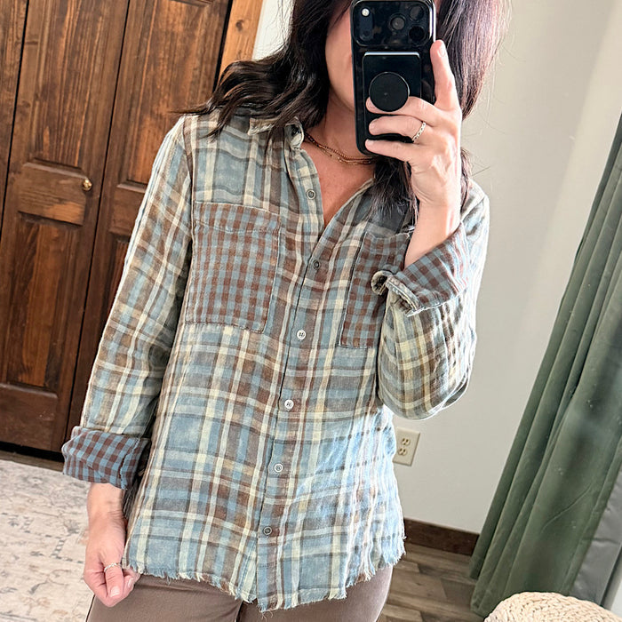 Washed Emerald Mix Plaid Shirt