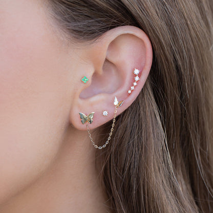 10k Solid Gold Emerald Clover Stud
