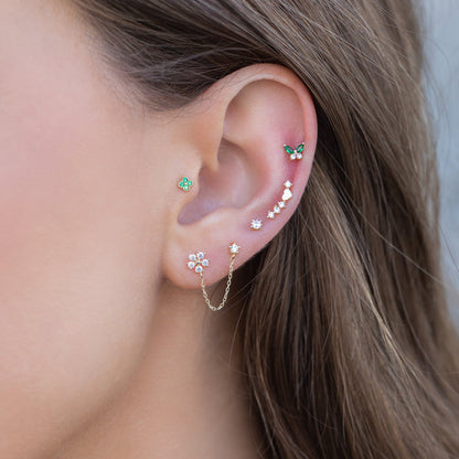10k Solid Gold Flower Power Double Stud