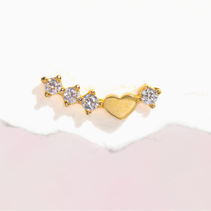 10k Solid Gold Heart and Soul Ear Crawler