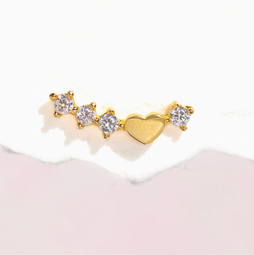 10k Solid Gold Heart and Soul Ear Crawler