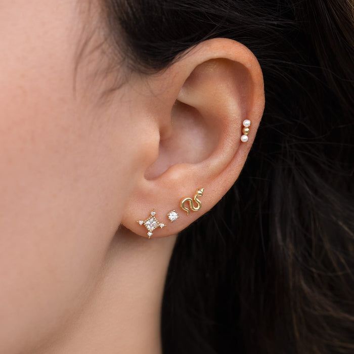 14k Solid Gold Serpent Stud