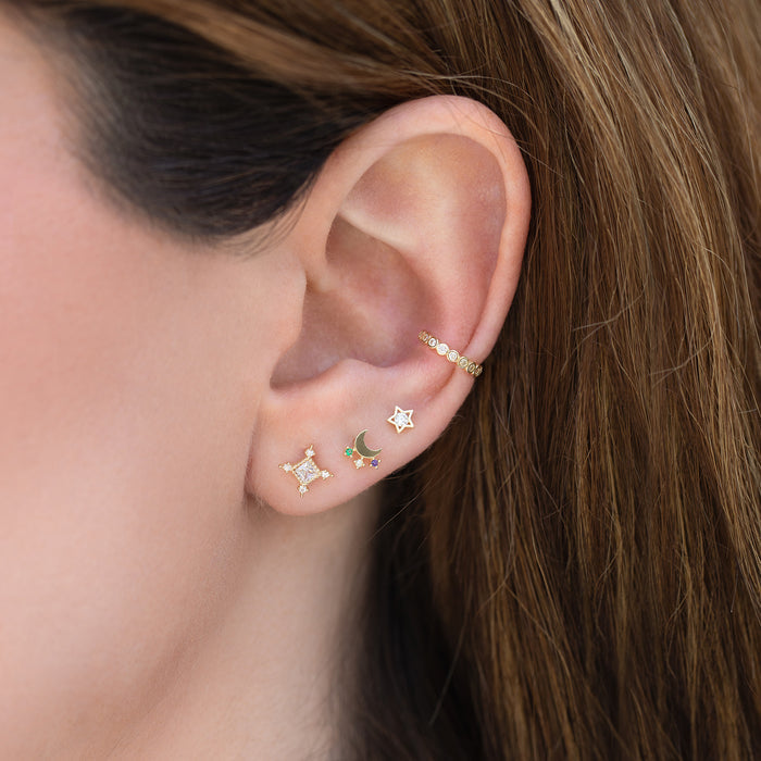 14k Solid Gold Star Stud