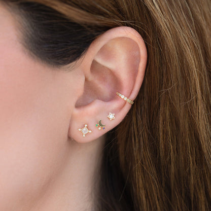 14k Solid Gold Star Stud