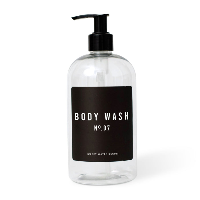 16oz Clear Plastic Body Wash Dispenser - Black Label - Sweet Water Decor - Dispensers