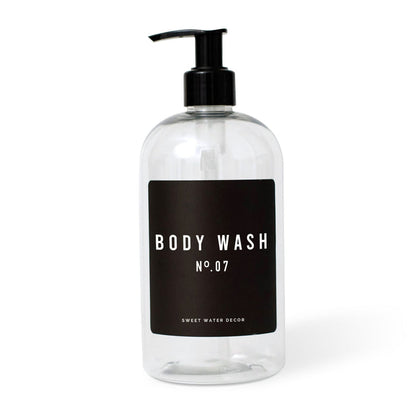 16oz Clear Plastic Body Wash Dispenser - Black Label - Sweet Water Decor - Dispensers