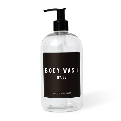 16oz Clear Plastic Body Wash Dispenser - Black Label - Sweet Water Decor - Dispensers