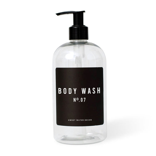 16oz Clear Plastic Body Wash Dispenser - Black Label - Sweet Water Decor - Dispensers