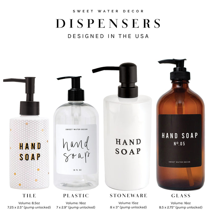 16oz Clear Plastic Body Wash Dispenser - Black Label - Sweet Water Decor - Dispensers