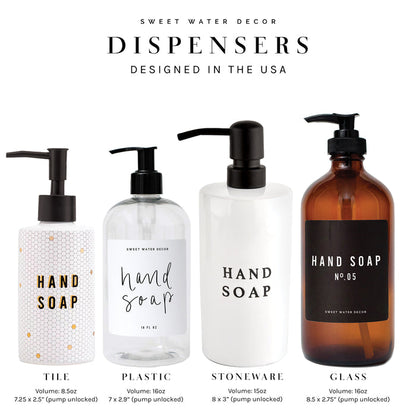 16oz Clear Plastic Body Wash Dispenser - Black Label - Sweet Water Decor - Dispensers