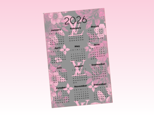 2026 Year at a glance | A5 Rings | Blk Floral L