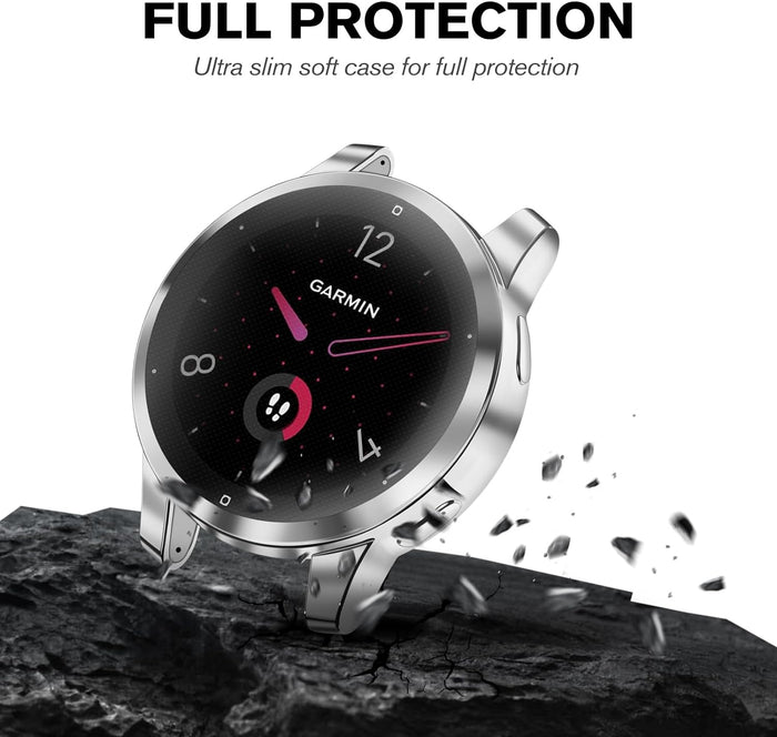 [3 Pack] Garmin Vivoactive 4S/Venu 2S Screen Protector Case with Soft TPU Plated Bumper | Fintie
