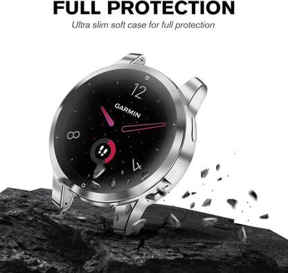 [3 Pack] Garmin Vivoactive 4S/Venu 2S Screen Protector Case with Soft TPU Plated Bumper | Fintie