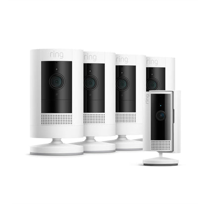 White:4-pack Outdoor Camera Battery + Indoor Camera (2nd Gen) (Stick Up Cam + Indoor Camera)