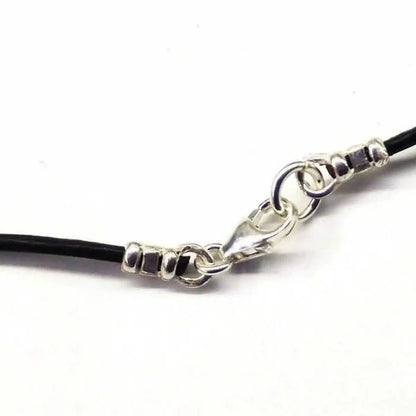 925 Silver Autism Awareness Puzzle Piece Leather Necklace clasp and chain details