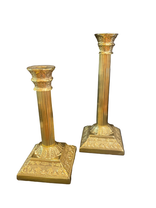 Pair of Vintage Mount Vernon Virginia Metalcrafters Brass Candle Sticks.