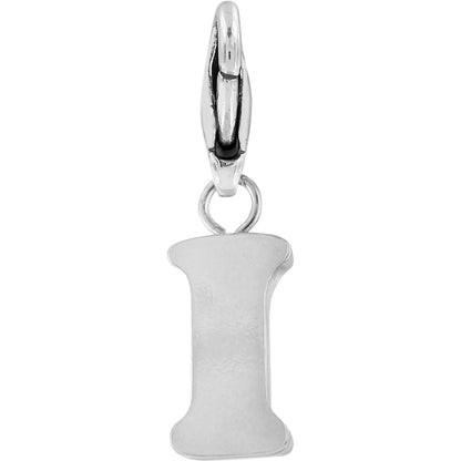 Brighton letter I charm with silver-plated finish and lobster clasp closure on a white background