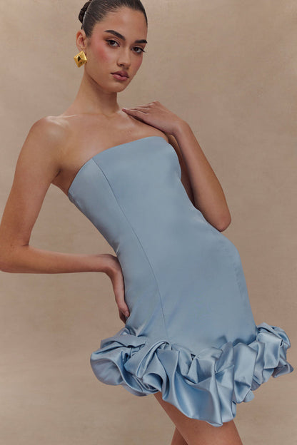 Alba Bubble Mini Dress - Cornflower Blue