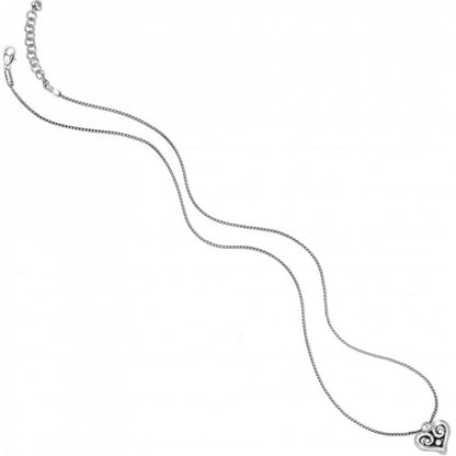 Brighton pendant necklace with silver-plated heart charm, crystal accents, and lobster clasp on a white background