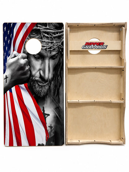 American Flag / Jesus Cornhole Design