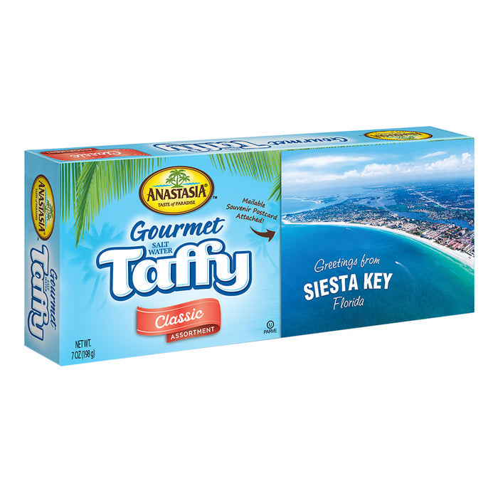 Anastasia Siesta Key Taffy Candy Postcard Box - 12 Count