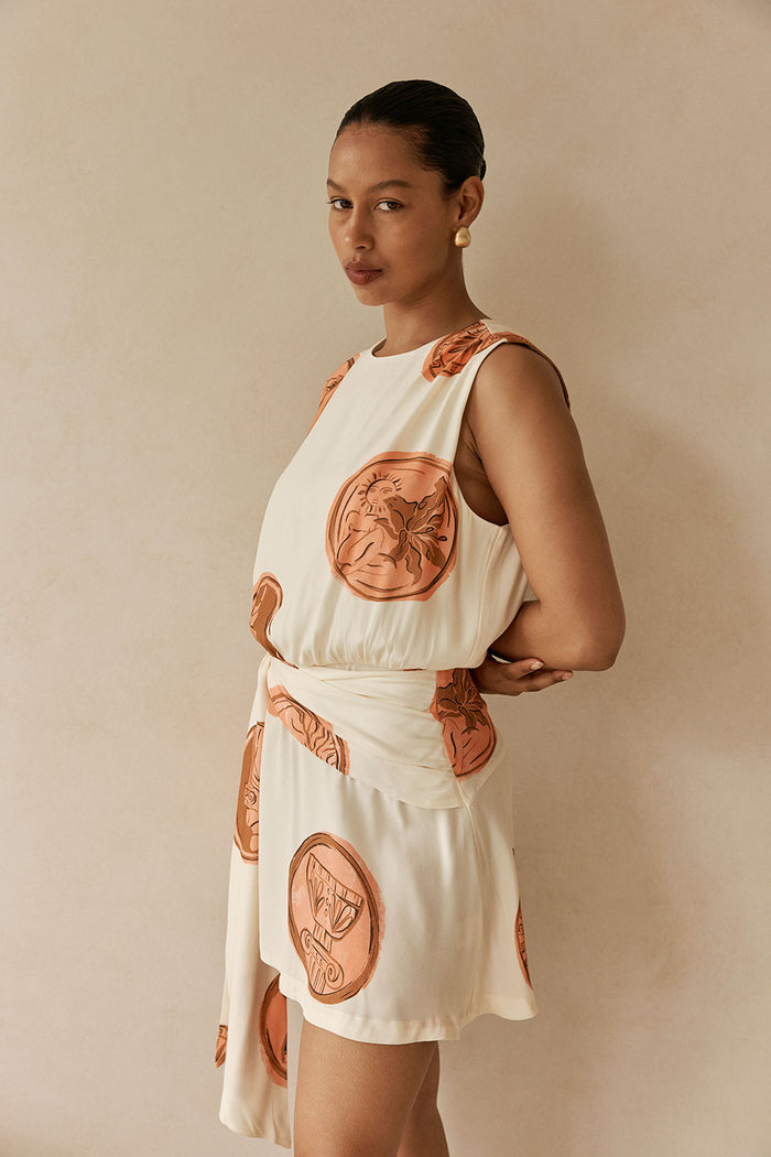 Cream Nomisma Sea Shell Waist Tie Mini Andie Dress