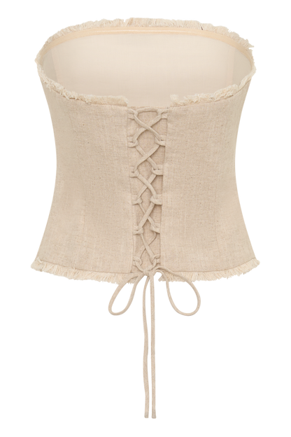 Annie Strapless Tie Back Linen Top - Natural