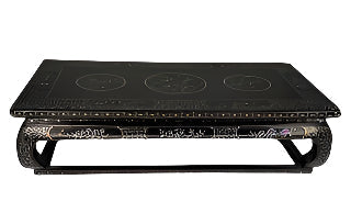 Antique Japanese  Black Lacquer & Mother Of Pearl Burgante Incense Stand.