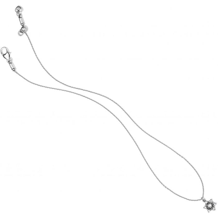 Brighton pendant necklace with silver-plated chain, lobster clasp, and small crystal flower pendant on a white background