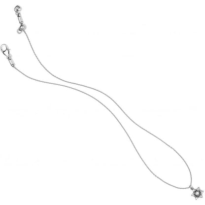 Brighton pendant necklace with silver-plated chain, lobster clasp, and small crystal flower pendant on a white background