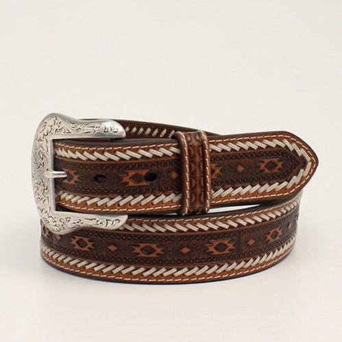 Ariat Men's Southwest Buck-stitch Brown Leather Belt